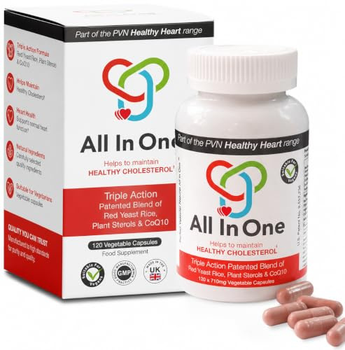 All in One Supplement Plant Sterols CoQ10 for High Strength 120 Vegan Capsules Cholesterol lowering 710mg 1 Months Supply