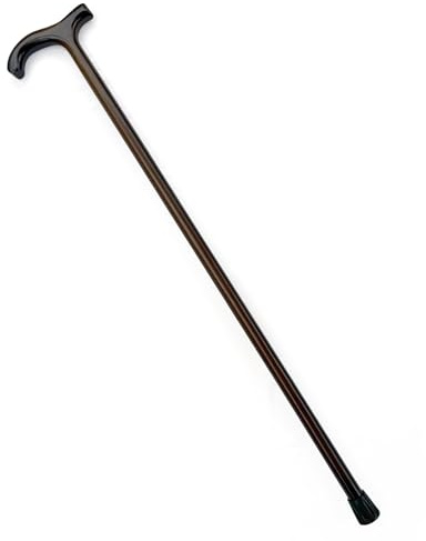 Varnished Dark Wood Classic Derby Walking Stick, solid, lightweight wooden stick with rubber ferrule for stability and comfort