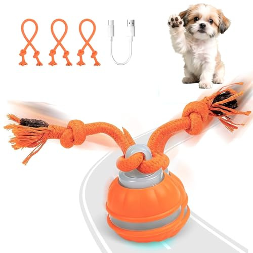 xinrongda Interaktives Hundespielzeug, Interaktiver Spielball für Hunde, 3 Play Modes, Hundeball Elektrisch Ball Emits Bird Sounds, Elektrischer Hundeball mit Schwanz für Kleine Hunde & Welpen