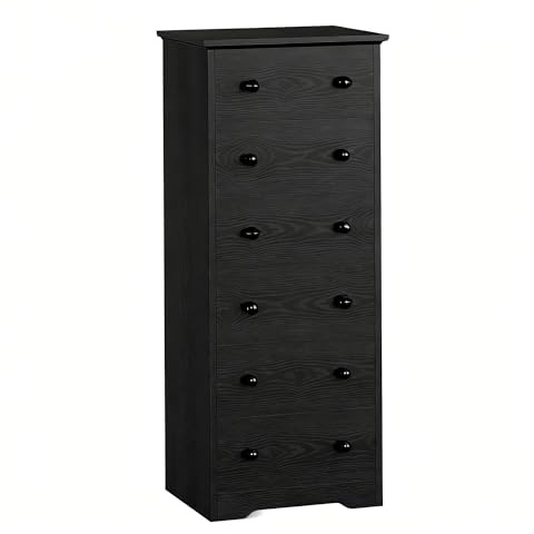 IRONCK Tall Chest of Drawers Slim Bedroom Storage Cabinet Black