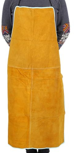 Grembiule da saldatura, 65 x 90 cm, in pelle bovina, resistente al calore, ignifugo, per saldatura, lavorazione dei metalli e carpenteria