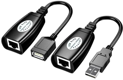 USB Ethernet Adapter Extender | USB 2.0 Male to Female RJ45 Network Converter | 150ft Range Over Cat5/5e/6 Cable | Plug & Play No Power Needed | Compatible with Mouse, Keyboard Printer Scanner Webcam