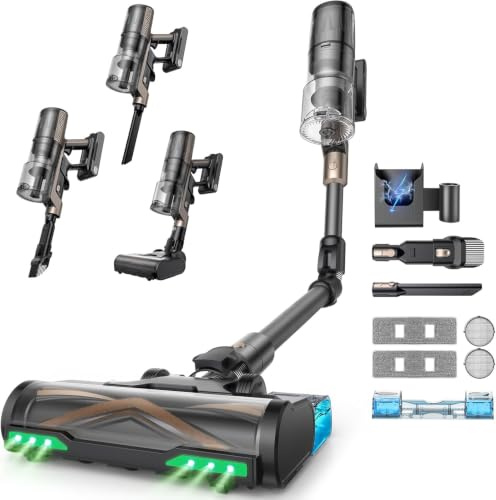 Proscenic P20 Cordless Vacuum Cleaner with Mop, Flexible Foldable Tube, 70KPa/680W/70Mins Stick Vacuum, LED Display & GreenEye, Anti-Tangled Self-Standing Vacuum for Home, Floors, Carpets & Pet Hair