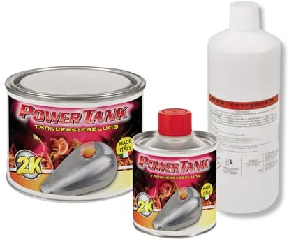 Power Tank - Tankversiegelung Motorrad 2k Rot 350 g Set Tankentroster Innen Versiegelung Tanksanierung Schutzemulsion Rost Tank Entrosten Und Versiegeln Tankinnenlack Tankbeschichtung Rostlöser Auto