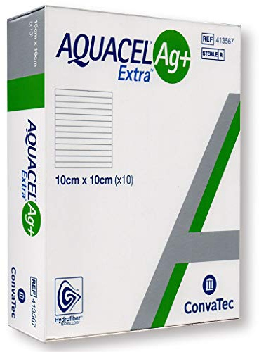 Aquacel Ag+ quadratische Extra-Wundkompressen, 10 x 10 cm