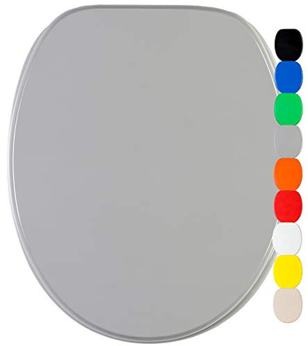 Sanilo Abattant WC frein de chute, Grande sélection de lunettes de toilette avec abaissement automatique en unis, Fixation facile (Gris)