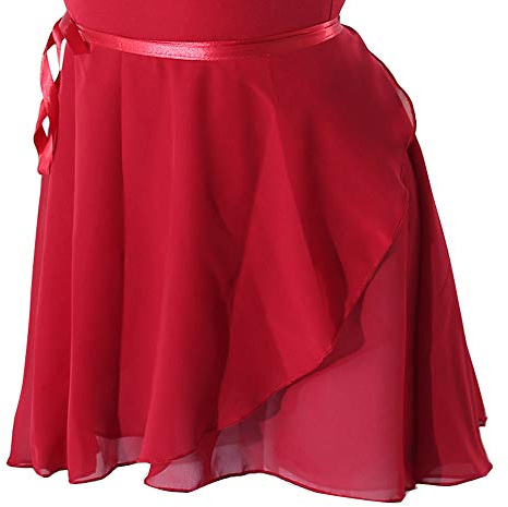 WOOSUN Women Girls Ballet Skirt Chiffon Dance Wrap Skirt Adjustable Waist Tie Ballet Skirts Dark Red