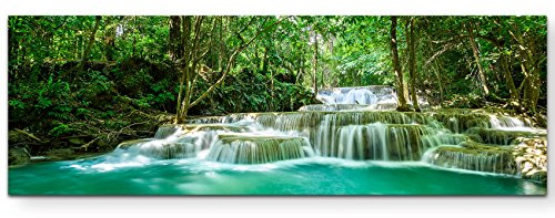 Paul Sinus Art Leinwandbilder | Bilder Leinwand 120x40cm Wasserfall im tropischen Regenwald in Thailand