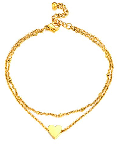 PROSTEEL Unisex klassische Fußkette Edelstahl/18k vergoldet Ankerkette/Panzerkette/Kordelkette/Weizenkette Fußkettchen verstellbar Fußband Männer Frauen Jungen Mädchen Sommer Schmuck Accessoire