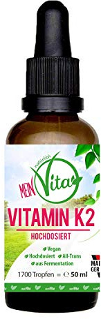 MeinVita K2-1700 Tropfen, 50ml - MK7-7-200µg, hochdosiert, 100% Vegan, Höchmöglicher All-Trans Gehalt von 99,7%, aus Fermentation, hergestellt in Deutschland,
