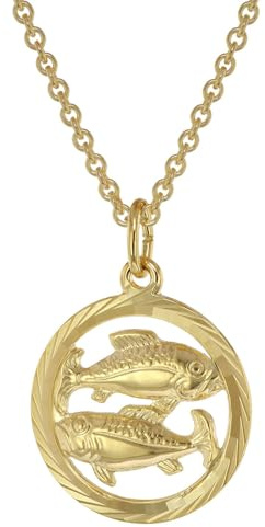 trendor Sternzeichen Fische Gold 333 Anhänger Ø 16 mm + Halskette 75940-03