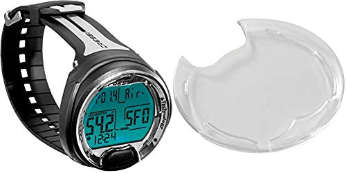 Cressi KS770050 Leonardo Dive Computer, Schwarz/Grau & Displayschutz Protective Lens Leonardo Screen, Silber, One Size