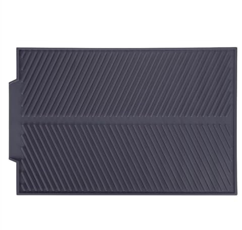 Alfombrilla de drenaje de silicona, Kicthen Alfombrilla de secado de platos antideslizante Alfombrilla de fregadero flexible para escurrir el agua de los platos, 44 * 33 cm(Gris)