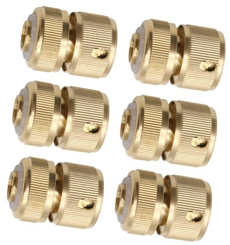 Messing Schlauchanschluss 6 Stück Gartenschlauch Schnellkupplung Gartenschlauchzubehör Schlauchverbinder Messing Schnellkupplungen für Gießen, Waschen von Autos usw (Messing1)