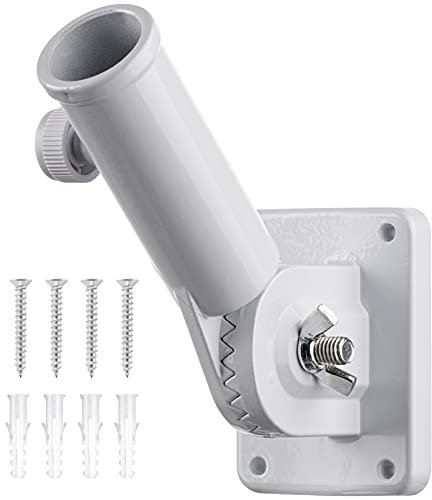 Staffa per Portabandiera Asta Portabandiera Regolabile Staffa Attacco per Asta Bandiera Staffa Montaggio Multiposizione con Hardware Supporto Pennone Antiruggine in Lega Alluminio (Bianca)