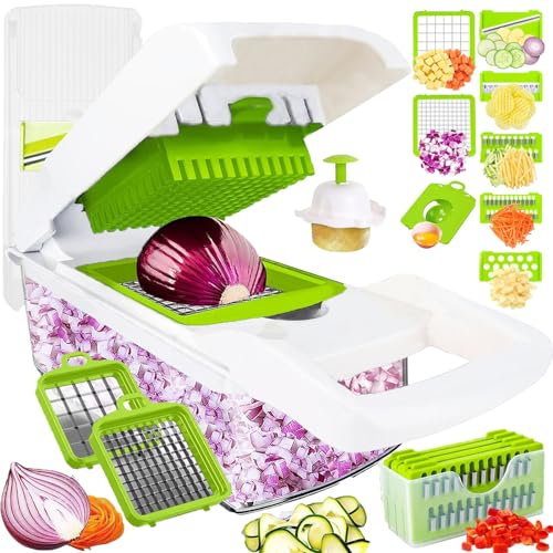 Pro-Series 16 in 1 Vegetable Chopper with Container, Cheese Grater, Crank, Mandolin Slicer, Food Cutter, Vegetarian Mandolin, Onion, Salad, Fruit Potato (Utensil