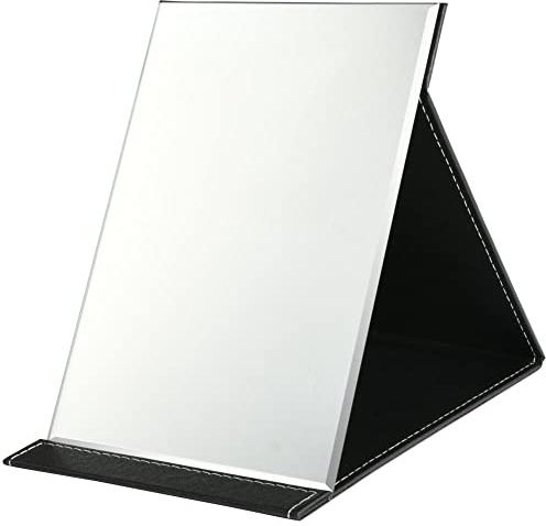 OSDUE Reisespiegel Klappbar (Extra Groß - 26 x 18CM) | Verstellbarer Ständer, Leicht zu transportieren, Klappbarer Reisespiegel für Tischplatte, Handheld, Zuhause und Reisenutzung
