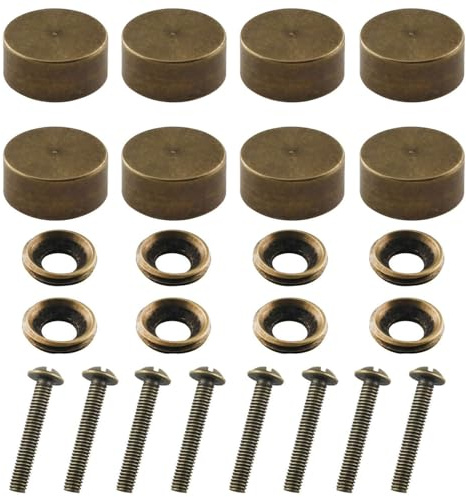 ZZLZX 8PCS 12mm Retro Pure Brass Decorative Screw Decorative Caps Cover Nails Copper Mirror Screws Sign Holder Advertising Nails Cap Fasteners for Mirrors,Tea Tables, Wardrobes, or Glass Furniture