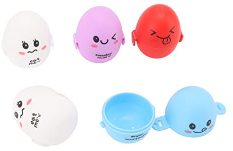 Zerodis 5-Pack Portable Egg Storage Box with Lid, Plastic Cartoon Egg Holder Container Organizer for Refrigerator, Kitchen, Picnic & Camping