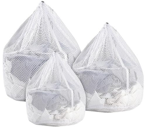 Fousenuk 3 Pezzi Retina per Lavatrice, Sacchetti Lavatrice Biancheria, Proteggi Reggiseno per Salvabucato, Sacchetto Retina Reggiseni Cuscini Lavatrice e Asciugatrice, Rete Riutilizzabile con Coulisse