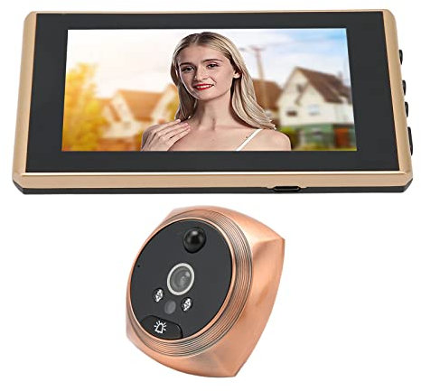 1080P Ring Peephole Camera, 4.5 Inch Screen Smart Digital Doorbell, Color Night Vision Human Body Detection Door Viewer, Peep Hole Camera for Front Door Wireless (Gold)