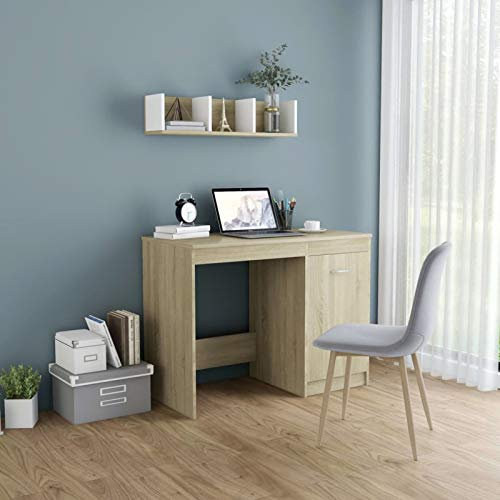 LAPOOH Schreibtisch Sonoma-Eiche 100x50x76 cm Holzwerkstoff, Gaming Tisch, Computertisch, Computer Desk, Office Table, Bürotisch, Arbeitstisch, Nähtisch, Pc Tisch - 801799