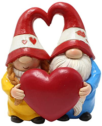 KONTONTY Figurines De Jardin en Résine Couple Décoratif pour Extérieur, Ornements Artisanaux Imperméables, Statues De Gnomes Romantiques Cœur, Décor Cour Jardin Créativité Solide