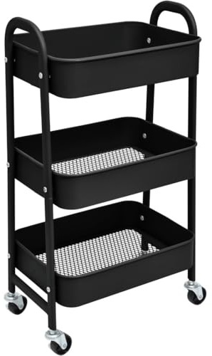 Beauty Salon Trolley Beauty Salon Cart 3-Tier Metal Storage Trolley On Wheels Space Saving And Durable Rolling Cart For Kitchen Makeup Bathroom Office Salon Trolley Cart Hairdresser Cart Rolling Cart(