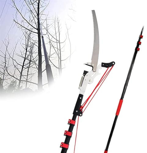Juego de Cortador de podadora Manual, podadora de árboles telescópica Profesional de 24 pies/7,2 m, podadora de árboles telescópica con cordón de tracción, podadoras de árboles y Sierra, Herramienta
