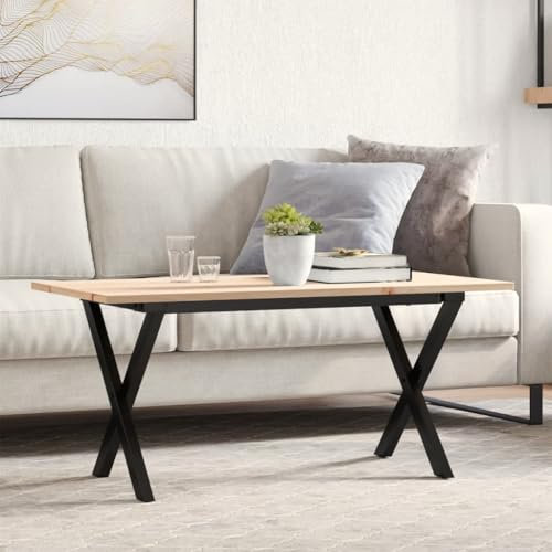 Homgoday Couchtisch X-Gestell Tischbeine Tischgestell Tischfusse Möbelfüße Tischkufen Tischgestell für Moderne Couchtisch, kafftisch, Wohnzimmer 90x40x45cm Massivholz Kiefer und Gusseisen