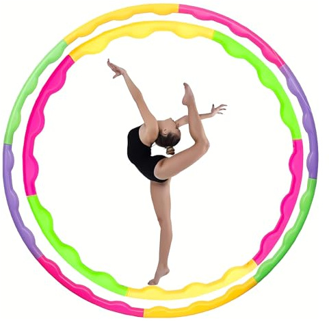 Hula Hoop - Aro de hula hoop para niños, 14 piezas, desmontable, de plástico, resistente, para fitness, gimnasia, danza, ideal para niños y niñas de 3 a 8 años