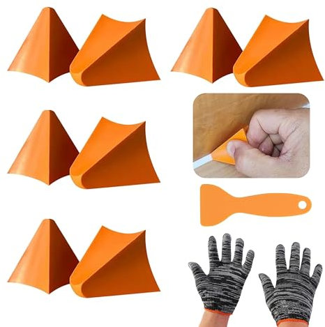 Silicone Seam Tool, 8 PCS Caulk Smoothing Tool, Silicone Caulking Tool 4/6/10/16mm Sealant Finishing Tool with Scraper and Gloves for Kitchen Bathroom Floor Wall Joint