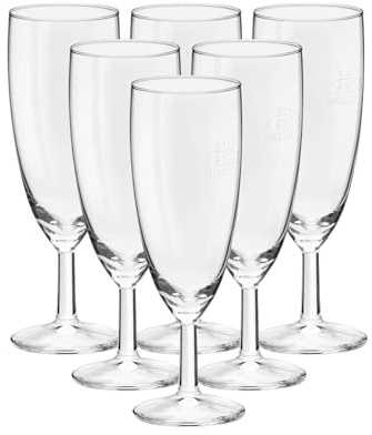 Van Well Royalty Sektglas 6er Set, 0.1L geeicht, Ø 50 mm, H 160 mm, Sektflöte, Kelchglas, Champagner- und Prosecco-Glas, Partyglas, Gastronomie, Spülmaschinenfest