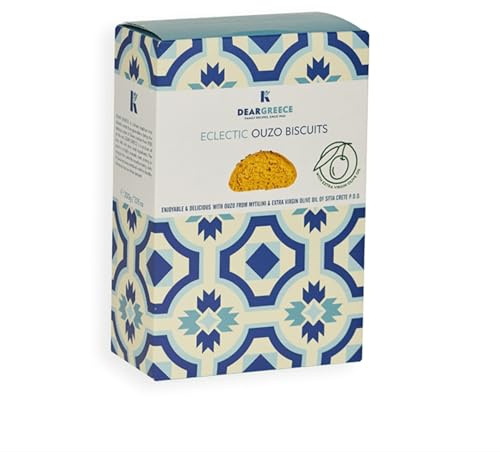 Dear Greece Galletas de Ouzo | Galletas Griegas | 2x200g | Galletas griegas artesanales con ouzo de Mitilene y aceite de oliva virgen extra.