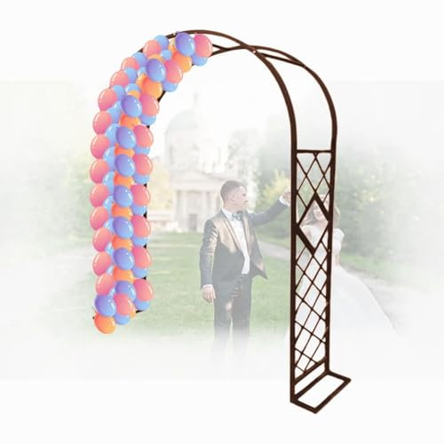 Arco da Giardino,W 140/180/220/260/300/340cm Arco in Metallo per Rose Piante Rampicanti,antiruggine Arco per Rose con Base Padiglioni Reticolo Decorazione per Feste(Marrone,W180xH270xD40cm)