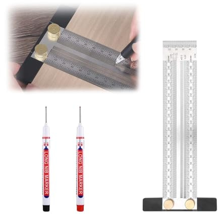 LNGJIN 200mm Aluminium-Lineal in T-Form mit normalen schwarzen und roten Markern geliefert,T-Quadrat-Lineal,Edelstahl T-Loch Lineal,Aluminiumlegierung T-Quadrat-Lineal,Positionierungsmesswerkzeuge