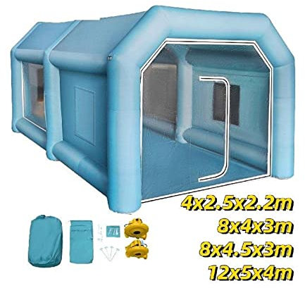Cabina de pintura inflable de 4/8/12M, 2 sopladores, tienda gigante portátil for coche con de filtro, aerógrafo for habitación móvil, garaje al aire libre para principiantes(4x2.5x2.2m)