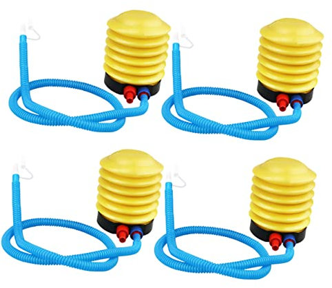 WHAMVOX Fußluftpumpe 4 Stück Mit Flexiblem Schlauch Kunststoff Balgpumpe Tragbar Für Yogaball Schlauchboot Aufblasbare Spielzeuge