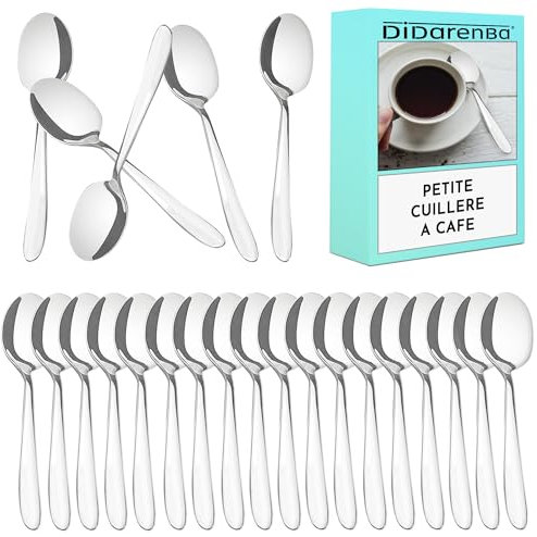 Cuillere a cafe petite acier inox 11 cm valable pour maison et restauration lavable au lave-vaisselle (24 pieces)