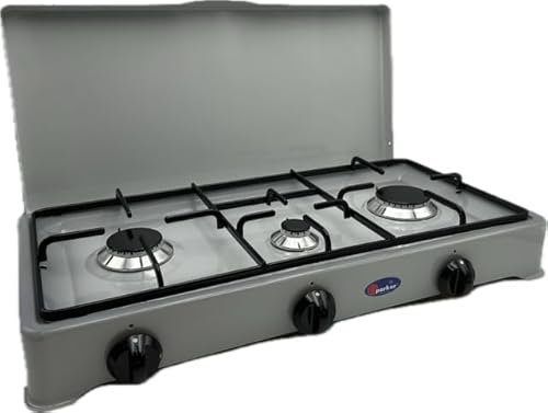 CFParker Cuisinière à 3 feux à gaz GPL avec soupape de sécurité dégradée gris - 5328SFGGPS