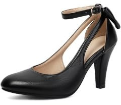 graceretro dam Mary Jane rosett pump klack retro 1920-talet vintage rund stängt tåparti 1950-talet kostymskor, svart, 39 EU