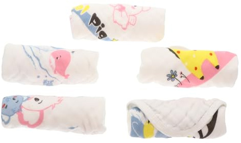 Babywaschlappen 5 Stück-pack aus Baumwolle, Weich und Saugfähig Weiß | Musselin Stoff, Wiederverwendbar für Neugeborene und Kleinkinder, Praktisch bei Mahlzeiten Unterwegs