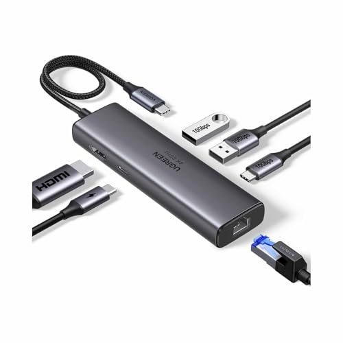 UGREEN Hub 6 en 1 USB-C HDMI 4K@60Hz 2xUSB-A 3.2 USB-C 3.2 RJ45 Gigabit PD 100W