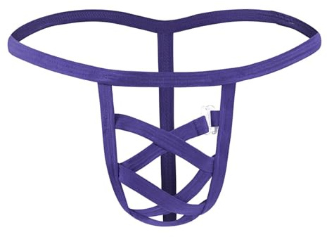 JFAN Perizoma Uomo Intimo Tanga Perizomi String e Tanga Mutande Lingerie Uomo(Viola,Taglia Unica)