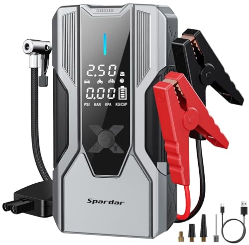 Power Bank da 8000 A per auto, 150 PSI, 12 V (per tutti i motori a benzina e diesel da 10 l), 12000 mAh, tipo C 80 W, funzione di ricarica rapida