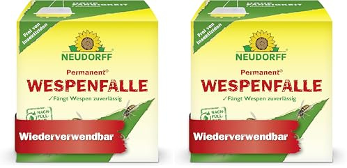 Permanent WespenFalle – Nachfüllbare Wespenfalle zur zuverlässigen Wespenabwehr im Innen- und Außenbereich, insektizidfrei, 1 Stück (Packung mit 2)