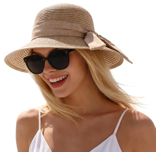 LHHMZ Chapeau de Paille à Large Bord pour Femme, Chapeaux d'été pour la Plage, Chapeau d'été Pliable pour la Plage