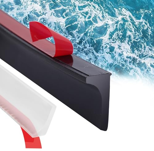 Wet Room Floor Barrier Flexible Water Barrier 200cm (White/Black) - Leakproof Shower and Sink Seal, Self-Adhesive Installs in Minutes Fits Kitchen Sink,Bathroom Floor,Shower Tray Applications