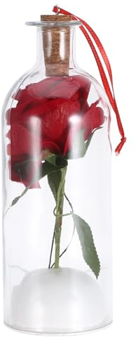 ARTSEWPLY Roses Préservées sous Cloche en Verre 20 X 7 X 7 Cm Message Enregistré, Présent Romantique Saint-Valentin, Fête des Mères et Anniversaire, Décor Élégant pour Maison et Bureau