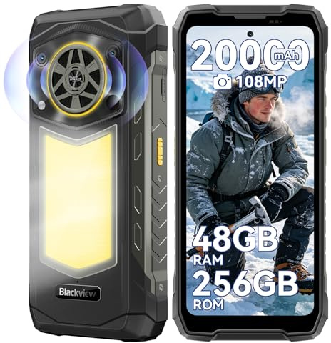 Blackview ROCK 5 Android 16 Movil Irrompible, 20000mAh Movil Resistente, 48(12+36)GB+256GB/2TB Móvil Rugerizado, 108MP AI Cámara, 6.78 FHD+ Display 120Hz IP69K Impermeable, NFC/OTG/GPS/3Años Garantía